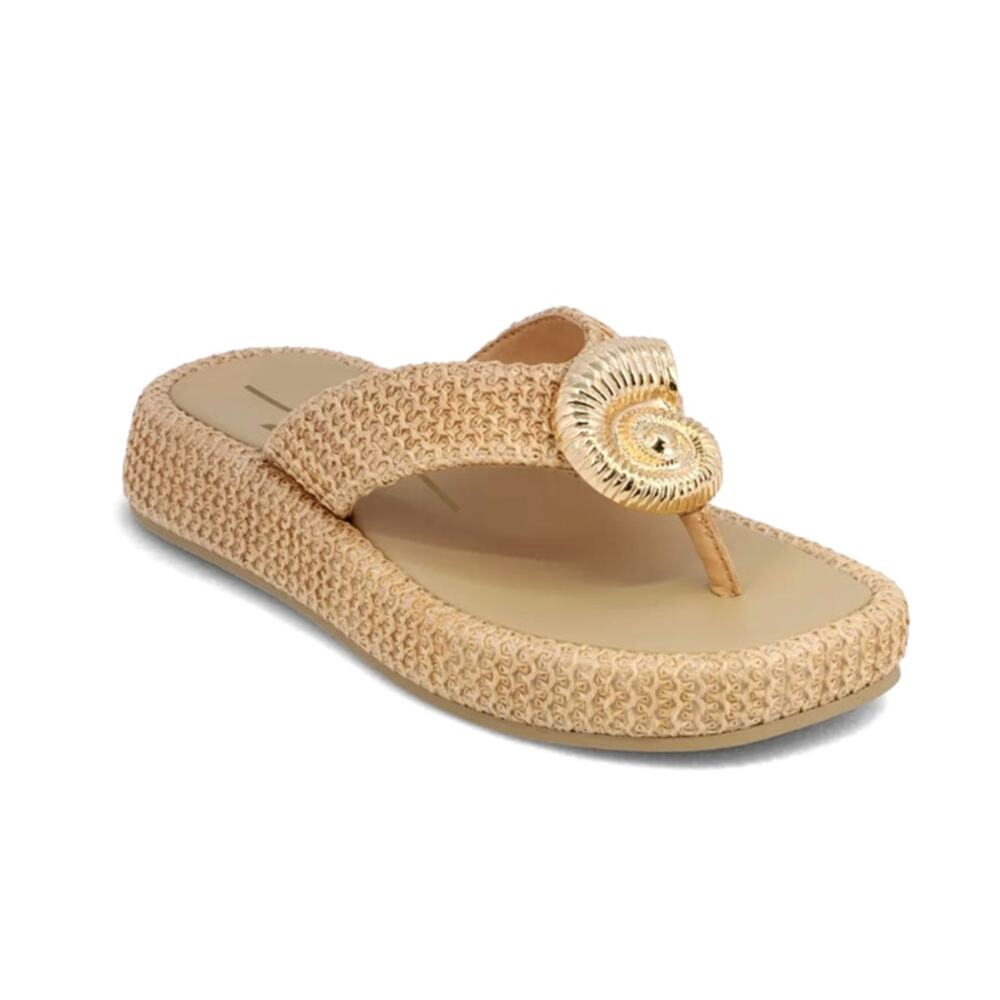 Mia Pamelia Raffia Platform Sandals Bone Gold RA Size 9M